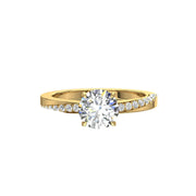 Solitaire diamant naturel rond 0.75 carat or jaune Bianca